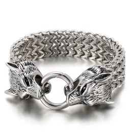 Pulseira De Cabeça De Lobo De Titânio Chique E Moderna
