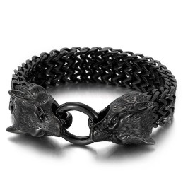 Pulseira De Cabeça De Lobo De Titânio Chique E Moderna