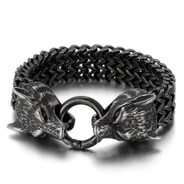 Pulseira De Cabeça De Lobo Em Titânio Hipster Chique