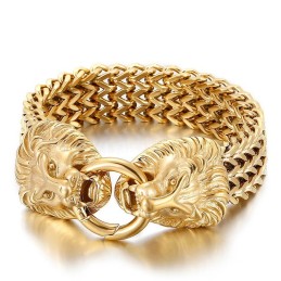 Pulseira De Cabeça De Leão De Titânio Chique E Moderna