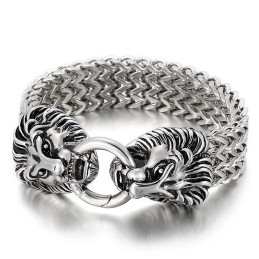 Pulseira De Cabeça De Leão De Titânio Chique E Moderna
