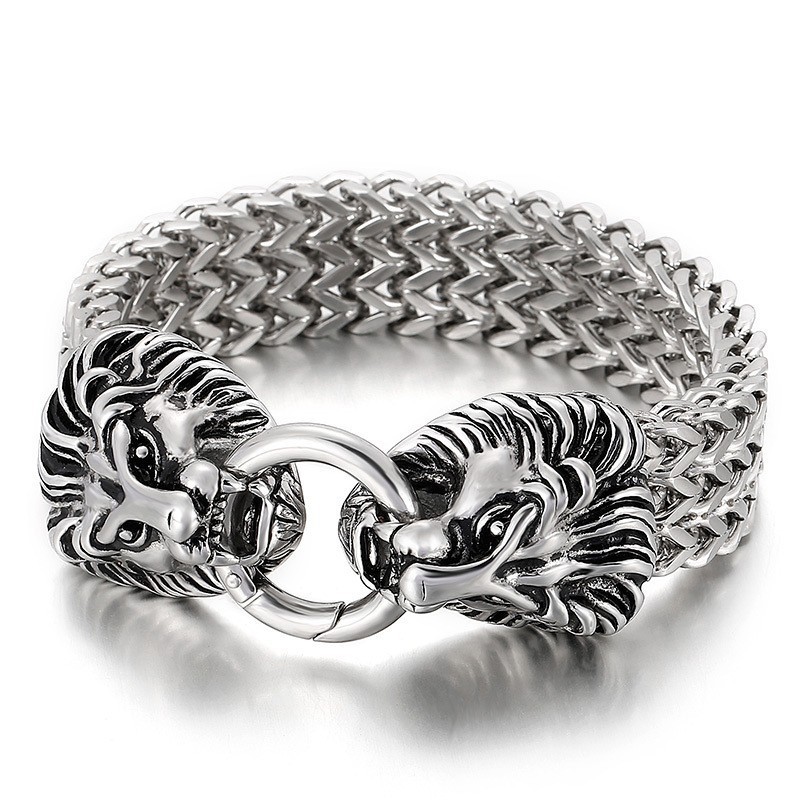 Pulseira De Cabeça De Leão De Titânio Chique E Moderna Pulseira De Cabeça De Leão De Titânio Chique E Moderna