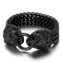 Pulseira De Cabeça De Leão De Titânio Chique E Moderna