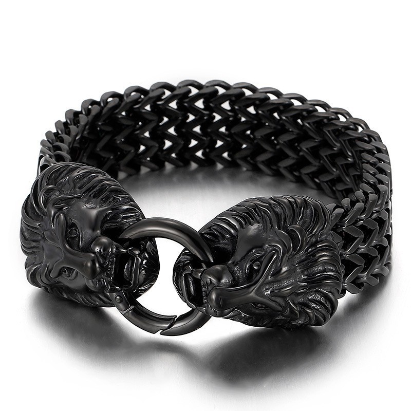 Pulseira De Cabeça De Leão De Titânio Chique E Moderna Pulseira De Cabeça De Leão De Titânio Chique E Moderna