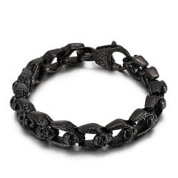 Moda Vintage Vento Titânio Caveira Jóias Hip Hop Rock Pulseiras Masculinas