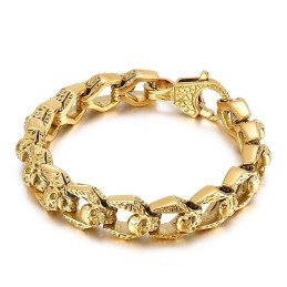 Pulseira Masculina De Titânio Com Caveira E Vento Retrô Da Moda, Hip Hop E Rock