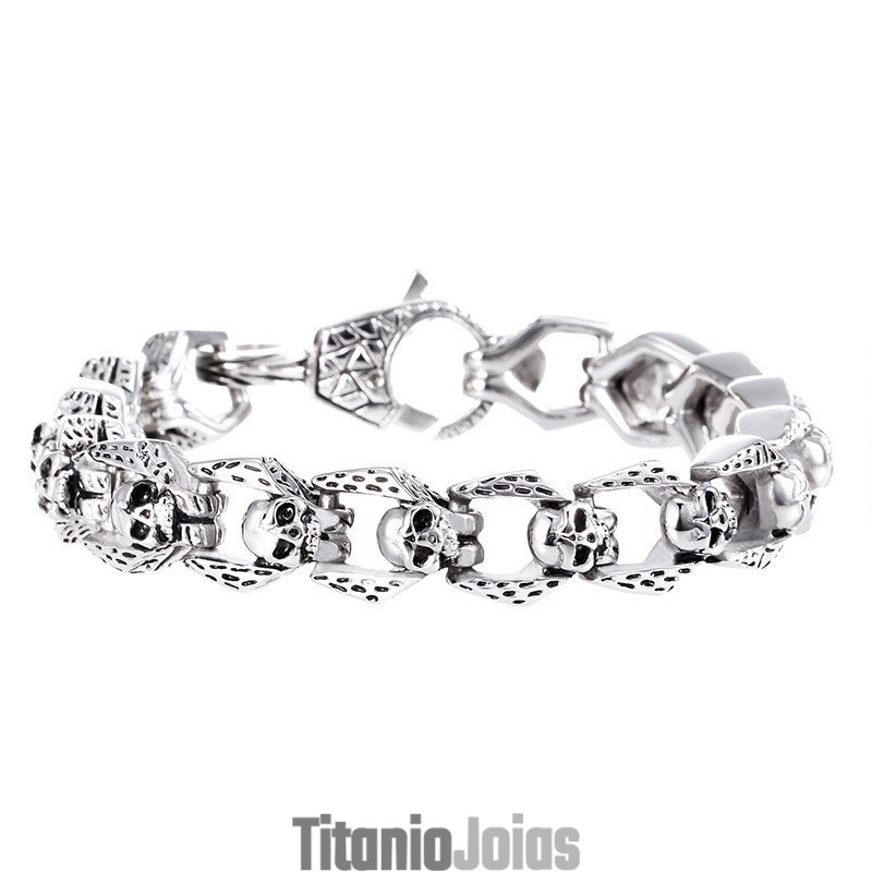 Pulseira Masculina De Titânio Com Caveira E Vento Retrô Da Moda, Hip Hop E Rock Pulseira Masculina De Titânio Com Caveira E Vento Retrô Da Moda, Hip Hop E Rock