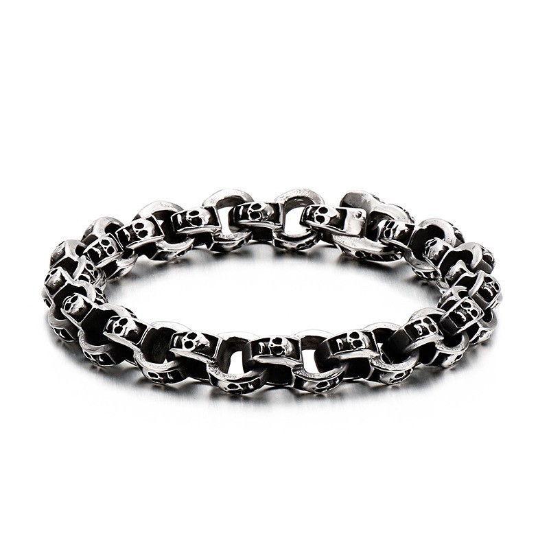 Pulseira De Caveira De Titânio Pulseira De Motociclista Fantasma Chique Joia De Titânio Pulseira De Caveira De Titânio Pulseira De Motociclista Fantasma Chique Joia De Titânio