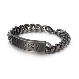 Pulseira De Oração Com Cruz Curvada Em Titânio E Joias Vintage Populares Para Homens