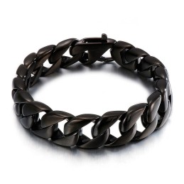 Pulseira Masculina Titanium Preta Corrente Masculina