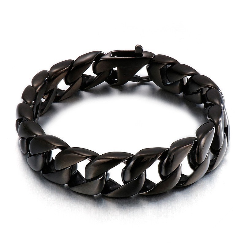 Pulseira Masculina Titanium Preta Corrente Masculina Pulseira Masculina Titanium Preta Corrente Masculina