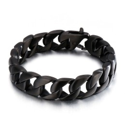 Pulseira Masculina Titanium Preta Corrente Masculina