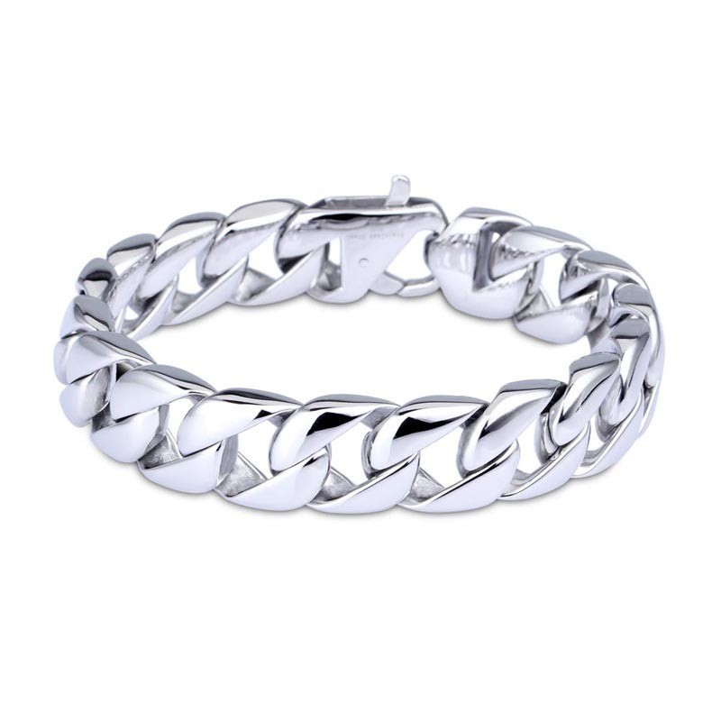 Pulseira Masculina De Titânio Escurecido Com Corrente Masculina
