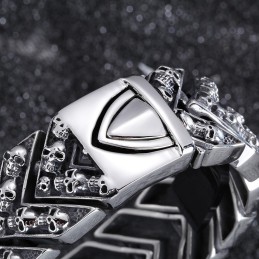 Pulseira De Titânio Com Caveira Grande, Moda Chique