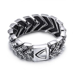 Pulseira De Titânio Com Caveira Grande, Moda Chique