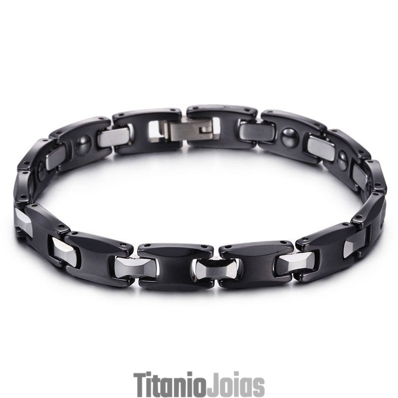 Pulseiras Requintadas De Casal Em Titânio Preto Pulseiras Requintadas De Casal Em Titânio Preto