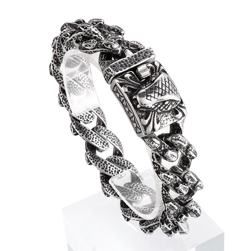 Pulseira Vintage De Titânio Com Cabeça De Cobra Para Homens Pulseira Vintage De Titânio Com Cabeça De Cobra Para Homens