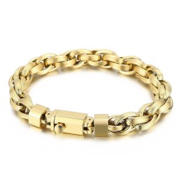 Pulseira Masculina Com Botão De Pressão E Revestimento A Vácuo Da Moda, Anel Duplo E Corrente O