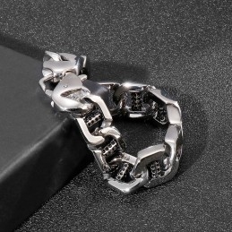 Pulseira Masculina Chic Wind Hollow Dice Dot Hole Column Titânio