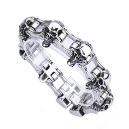 Pulseira De Motociclista Masculina De Titânio Com Caveira Estilo Chique