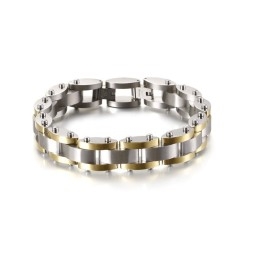 Pulseira Masculina De Titânio Com Textura Pesada E Combinação
