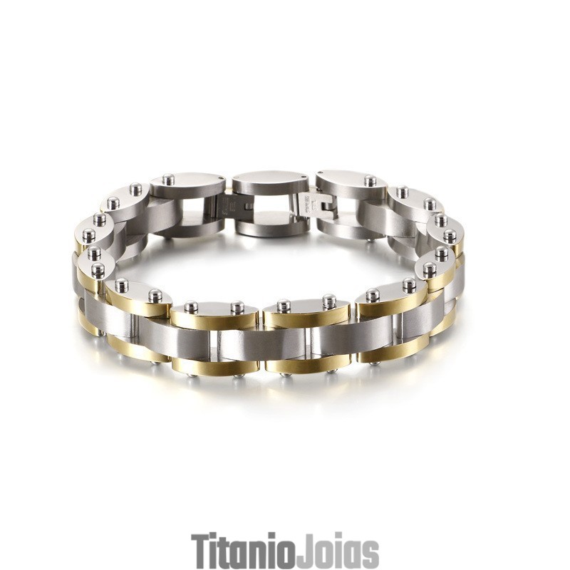 Pulseira Masculina De Titânio Com Textura Pesada E Combinação Pulseira Masculina De Titânio Com Textura Pesada E Combinação
