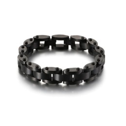 Pulseira Masculina De Titânio Com Textura Pesada E Combinação