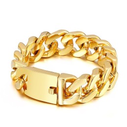 Pulseira De Titânio Com Fecho Grosso, Estilo Hip-Hop, Banhada A Ouro, Joias Masculinas