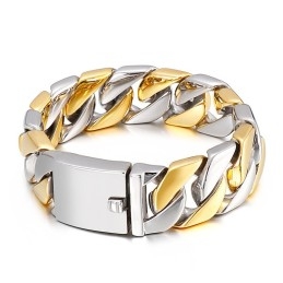 Pulseira De Titânio Com Fecho Grosso, Estilo Hip-Hop, Banhada A Ouro, Joias Masculinas