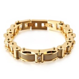 Pulseira Masculina Rock Biker Chain Titanium Com Diamante