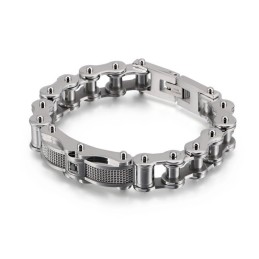 Pulseira Masculina Rock Biker Chain Titanium Com Diamante