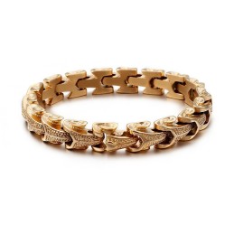 Pulseira Masculina Vintage Banhada A Prata Com Padrão De Escamas De Dragão E Joias Da Moda Em Titânio
