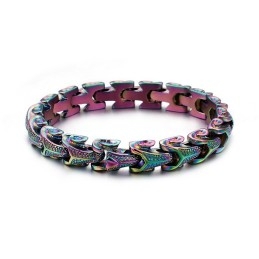 Pulseira Masculina Estilosa De Titânio Com Escama De Dragão E Pulseira Vintage Banhada A Prata Com Quilha