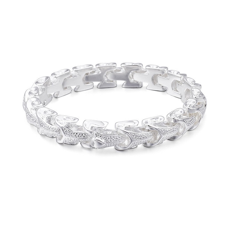 Pulseira Masculina Vintage Banhada A Prata, Joias Da Moda Em Titânio Com Escamas De Dragão Pulseira Masculina Vintage Banhada A Prata, Joias Da Moda Em Titânio Com Escamas De Dragão
