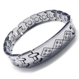 Pulseira Masculina De Carboneto De Tungstênio Com 12 Mm De Largura E Diamantes