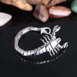 Pulseira De Titânio Polido Com Animal Escorpião