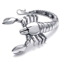 Pulseira De Titânio Polido Com Animal Escorpião