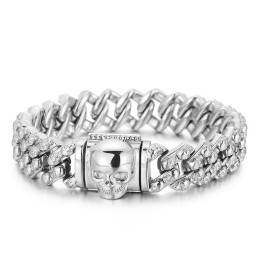Pulseira Vintage De Titânio Com Caveira Galvanizada Para Homens