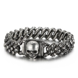 Pulseira Vintage De Titânio Com Caveira Multicolorida Galvanizada Para Homens