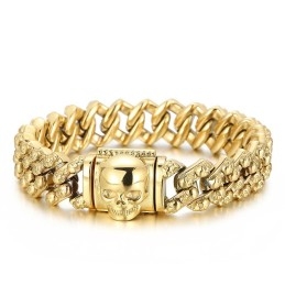 Pulseira Vintage De Titânio Com Caveira Multicolorida Galvanizada Para Homens