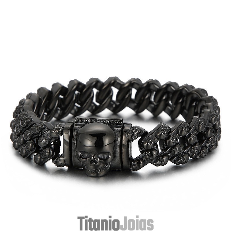 Pulseira Vintage De Titânio Com Caveira Multicolorida Galvanizada Para Homens Pulseira Vintage De Titânio Com Caveira Multicolorida Galvanizada Para Homens