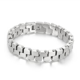 Pulseira Masculina De Titânio Com Letras 18Kz Banhada A Vácuo