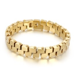 Pulseira Masculina De Titânio 18Kz Com Revestimento A Vácuo