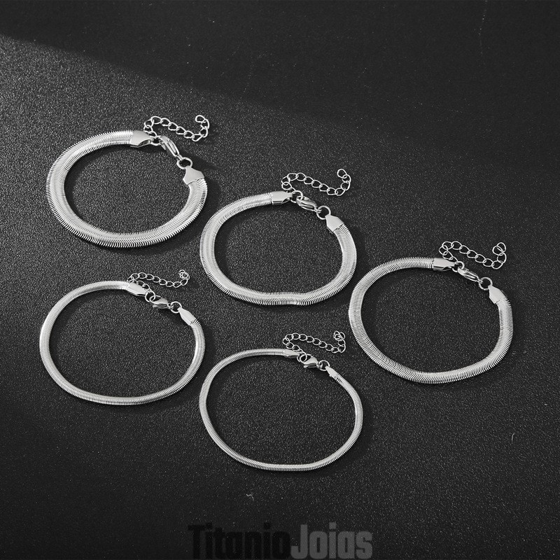 Pulseiras De Titânio Com Corrente De Osso De Cobra Da Moda Para Homens E Mulheres Pulseiras De Titânio Com Corrente De Osso De Cobra Da Moda Para Homens E Mulheres