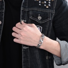 Pulseira De Titânio Com Padrão De Osso De Dragão Vintage Para Homens