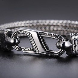 Pulseira De Titânio Com Padrão De Osso De Dragão Vintage Para Homens