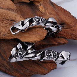Pulseira De Titânio Com Cruz Redonda Estilo Vintage Chique Para Homens