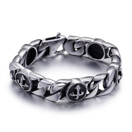 Pulseira De Titânio Com Cruz Redonda Estilo Vintage Chique Para Homens