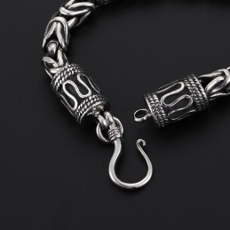 Pulseira Masculina De Titânio Com Fecho De Quilha E Padrão De Paz Vintage Para Presente