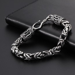 Pulseira Masculina De Titânio Com Fecho De Quilha E Padrão De Paz Vintage Para Presente